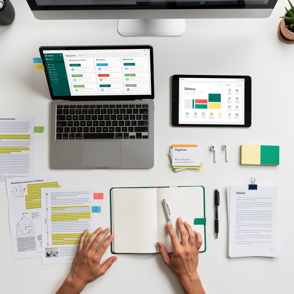 ProfessorX Research Hub tools dashboard displaying literature management, citation finder, and collaboration features for researchers