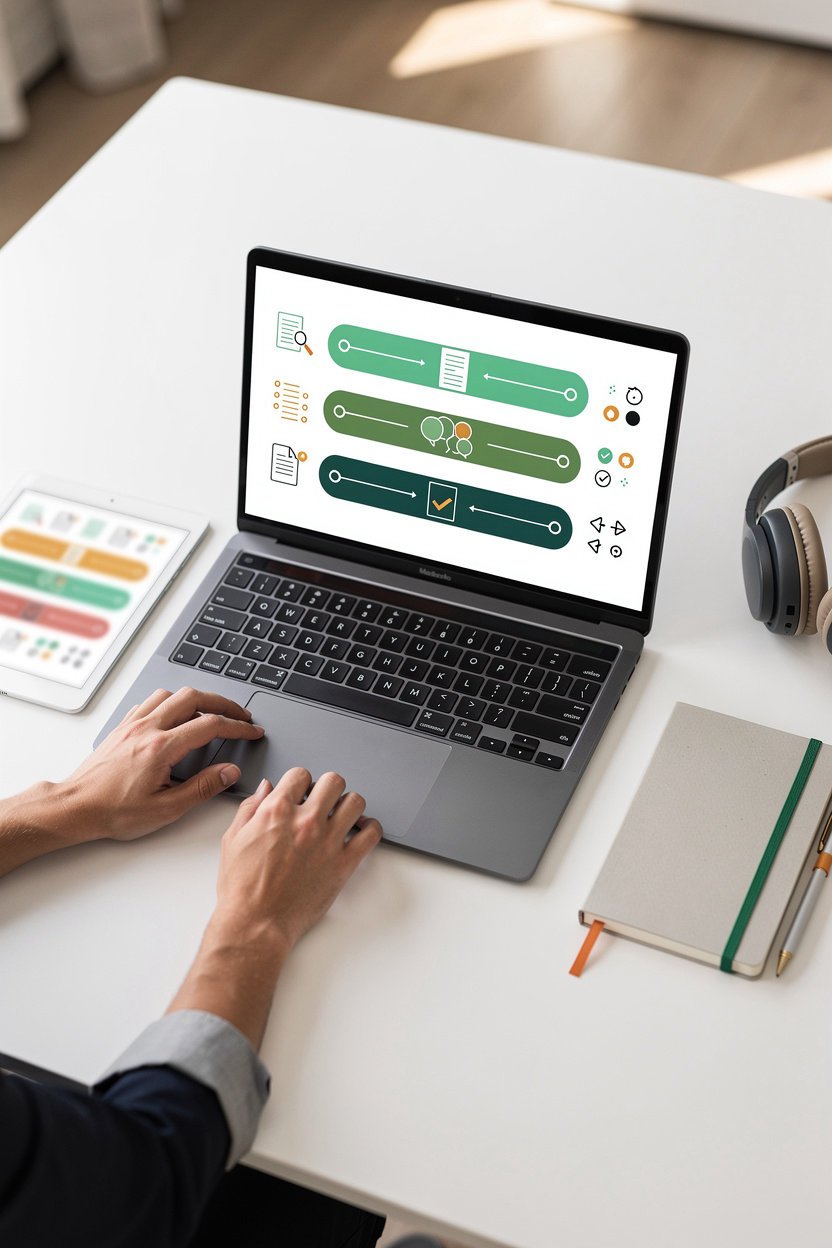 ProfessorX Research Hub workflow visualization showing five research steps from discovery to publication